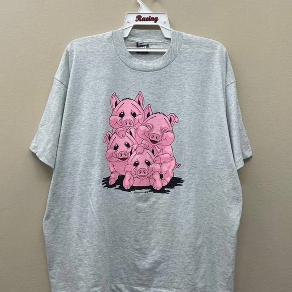 Gildan | Shirts | Vintage Naughty Pigs Graphic Tshirt Cheeky Piglets ...